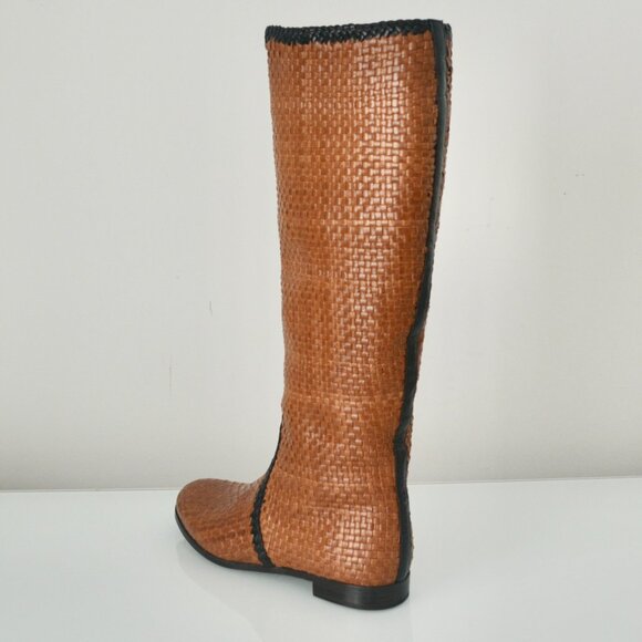 NIB PRADA WOVEN LEATHER RIDING BOOTS - Picture 3 of 8